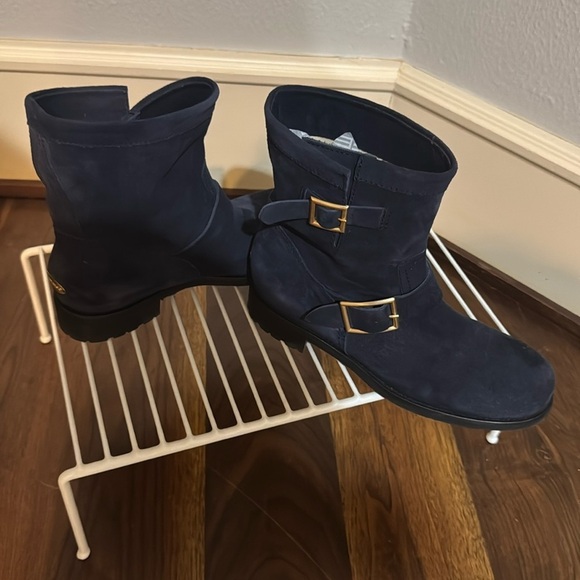 Jimmy Choo Navy Suede Biker Boot - Size 39.5 - Picture 6 of 16